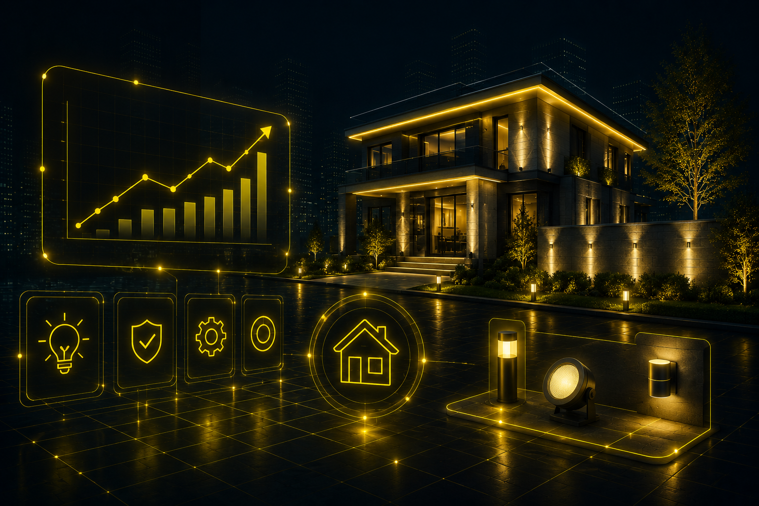 Permanent outdoor lighting growth system