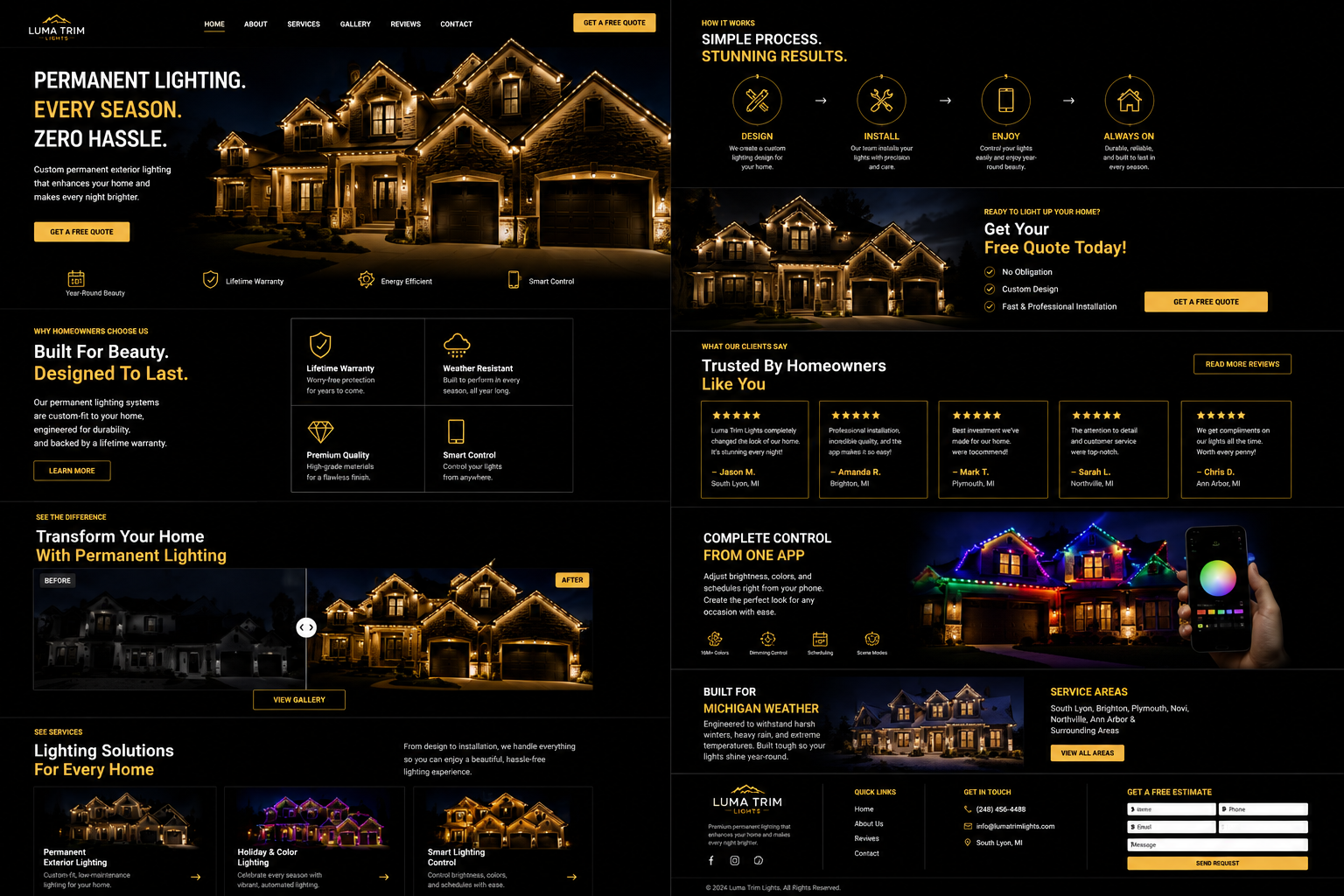 Website design for a lighting company